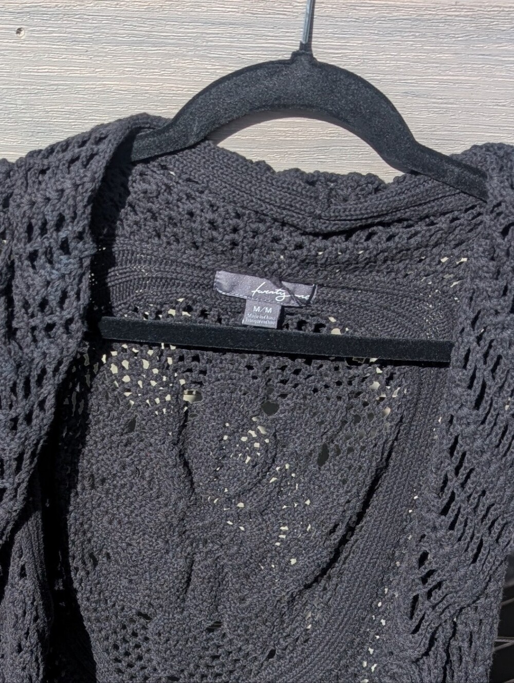 Forever 21 Black Crochet Open-Front Vest